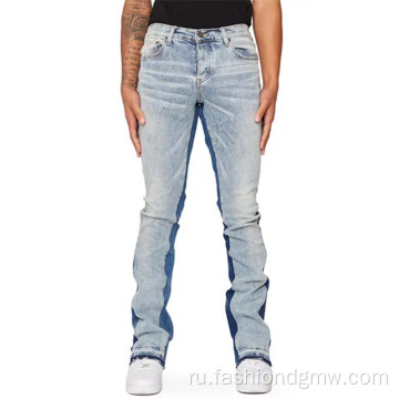 Slim Fit Hip Hop Flared Patcwork Stackword Jeans